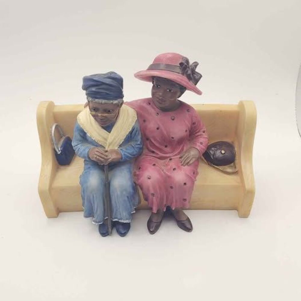UTI The Church Collection - African American Women on Pew Figurine with Purse an